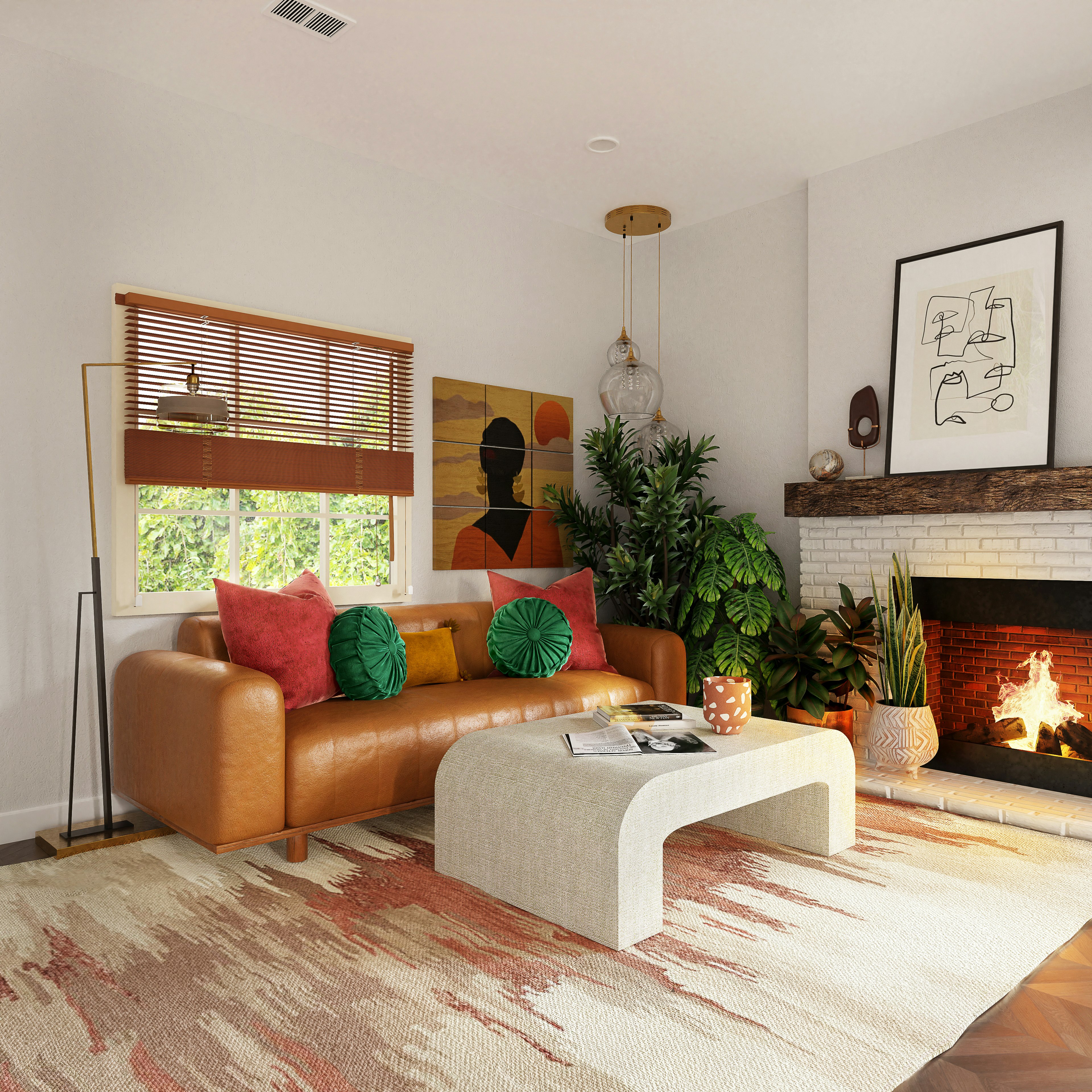 brown and white living room set